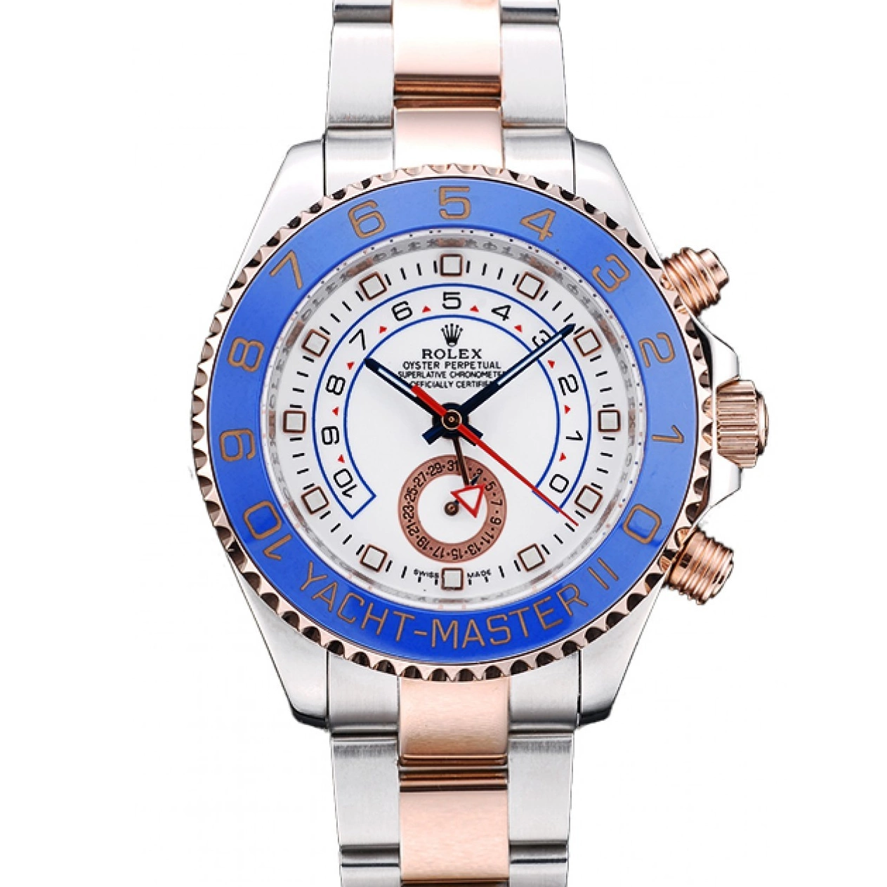AAA Replica Watches Ceramic Yachtmaster Bezel Blue Rolex Dial Watch White 0807